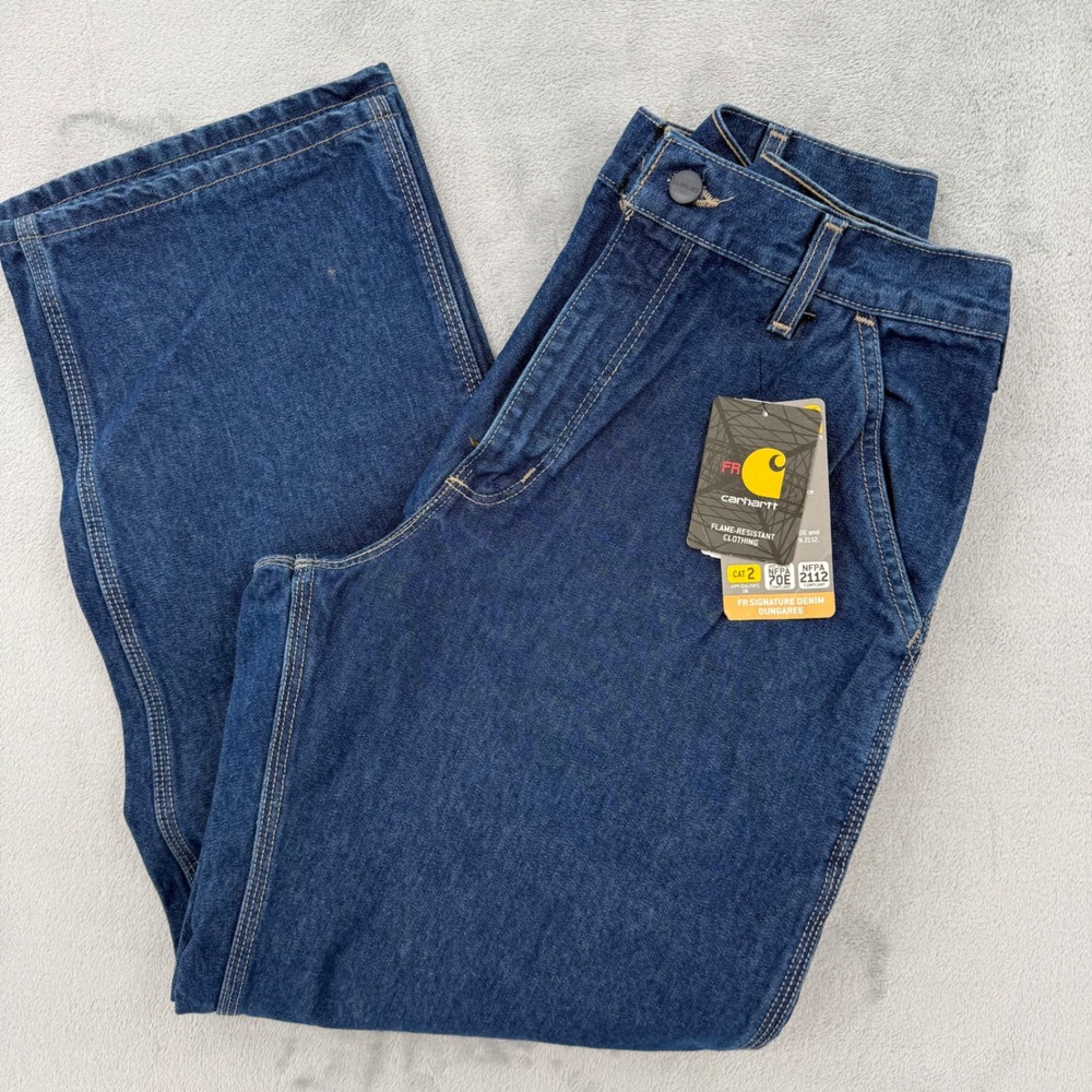 Carhartt FRB13 DNM Men's 34x30 Flame Resistant Signature Denim Dungaree‎ Jeans